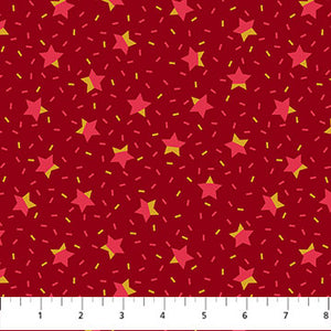 Party Time - Confetti & Stars in Red -  Half Yard