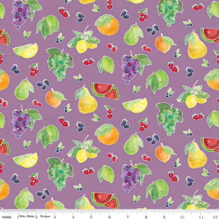 Monthly Placemats - August Fruit Toss in Lilac - Half Yard