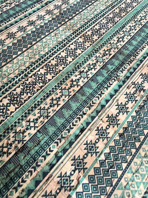 Cork Fabric in Green Lines