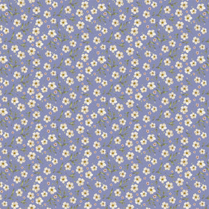 Heavenly Hedgerow - Floral Toss in Periwinkle Rayon - Half Yard