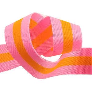 Tula Pink Webbing - Bright Soft Pink and Tangerine Orange - 2 yard