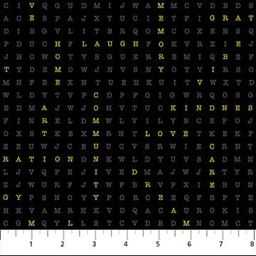 Party Time - WordSearch in Black - Half Yard