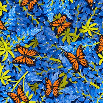 Texas Shop Hop Fabrics - Texas State Blue Bonnets & Butterflies