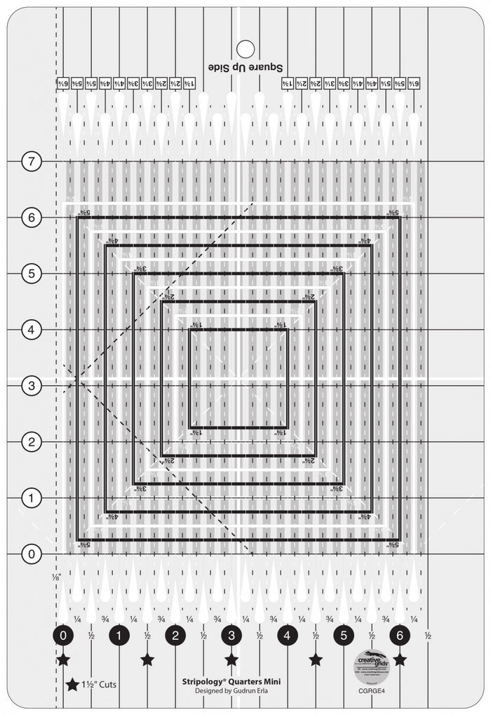 Creative Grids Quilt Ruler Stripology Quarters Mini Ruler