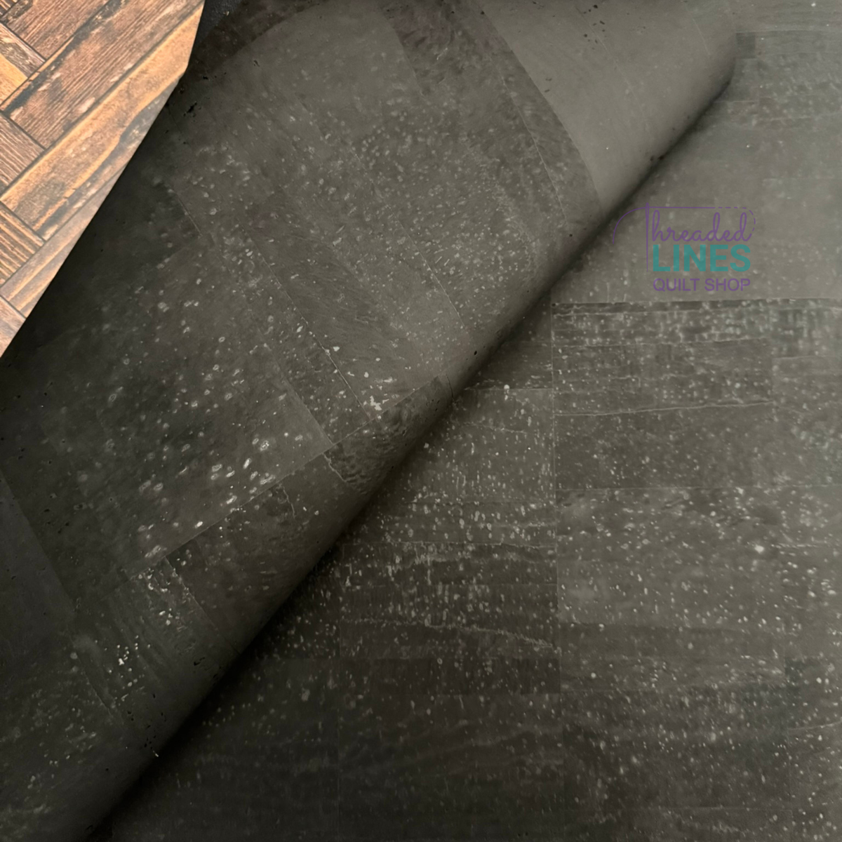 Cork Fabric in Surface Black – Threaded Lines