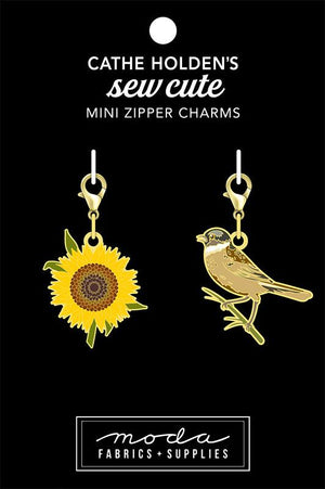 Cathe Holden Zipper Charms -Mini Flower and Bird