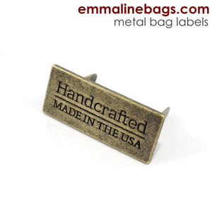 Emmaline Metal Bag Label "Handcrafted-Made in USA"