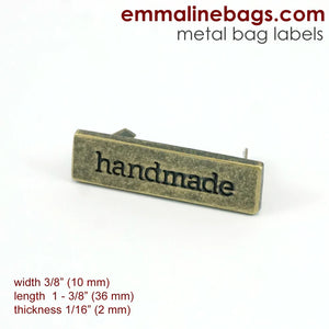 Emmaline Metal Bag Label "Handmade" Large