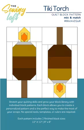 Tiki Torch Quilt Block – Threaded Lines