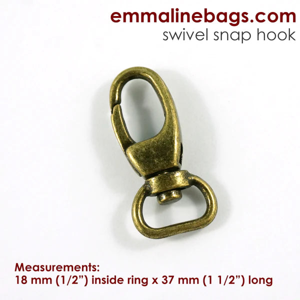 byAnnie 1.5 Antique Brass Swivel Snap Hook - Sewn and Quilted