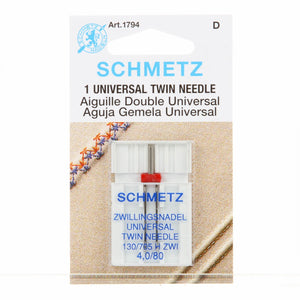 Schmetz Twin Machine Needle Size 4.0mm/80 1ct # 1794