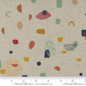 Frisky Mochi Linen - Mini Geometric Canvas in Natural - Half Yard