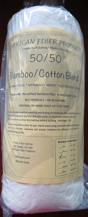 Bamboo/Cotton 50/50 Blend Batting - Twin Size