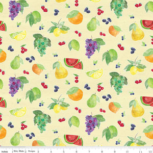 Monthly Placemats - August Fruit Toss in Yellow - Half Yard