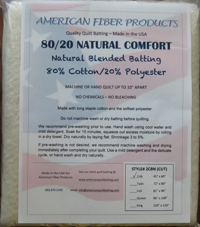 Cotton/Polyester 80/20 Blend Batting - Crib Size