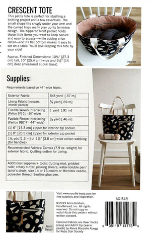 Noodlehead - Crescent Tote Pattern