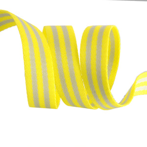 Tula Pink Webbing - Grey and Neon Yellow 1"