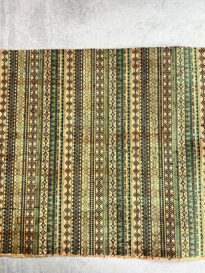 Cork Fabric in Green Lines
