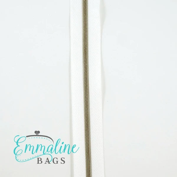 Emmaline Zippers by the Yard - White Tape SIZE 3 – Threaded Lines