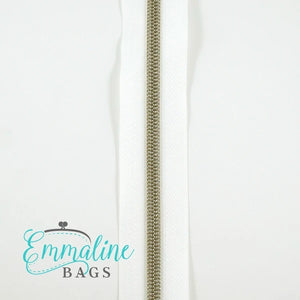 Emmaline Zippers by the Yard - White Tape  SIZE 5
