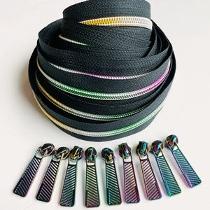 sewhungryhippie #5 Zipper Black & Rainbow Pack